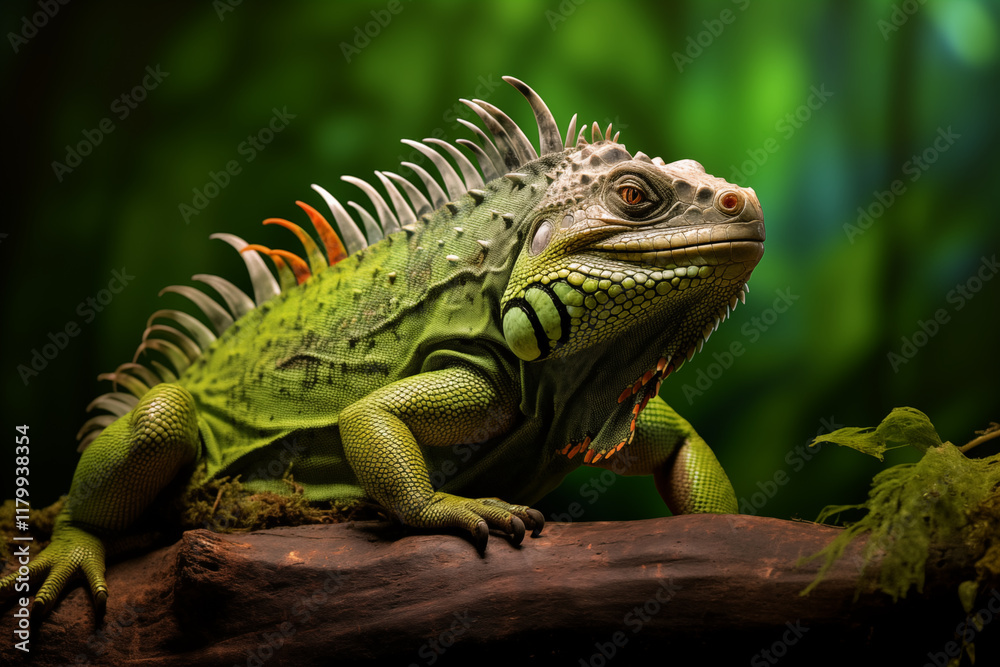 Rainforest Majesty: An Intimate Portrayal of a Wild Iguana in its Vibrant Tropical Habitat Rainforest Majesty: An Intimate Portrayal of a Wild Iguana in its Vibrant Tropical Habitat