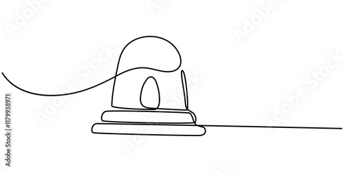 Single one line drawing flasher siren with text SOS. SOS concept. Continuous line draw design graphic vector illustration, Single continuous line drawing emergency siren icon. Fire warning sign.