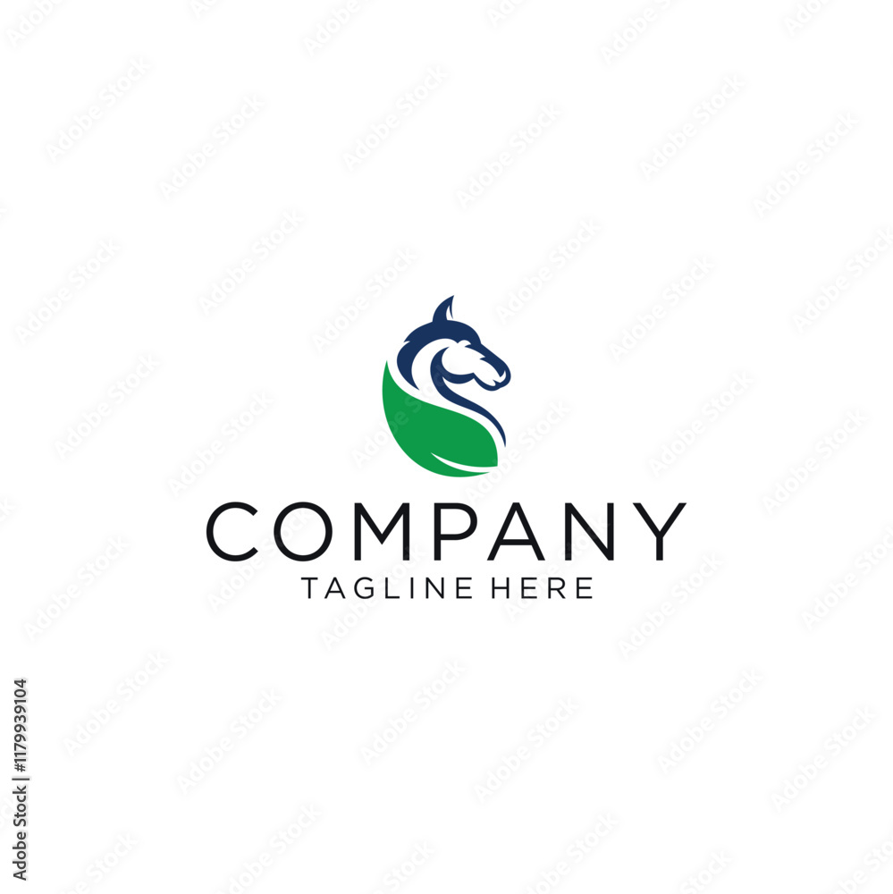 Fototapeta premium modern horse head and leaf design logo