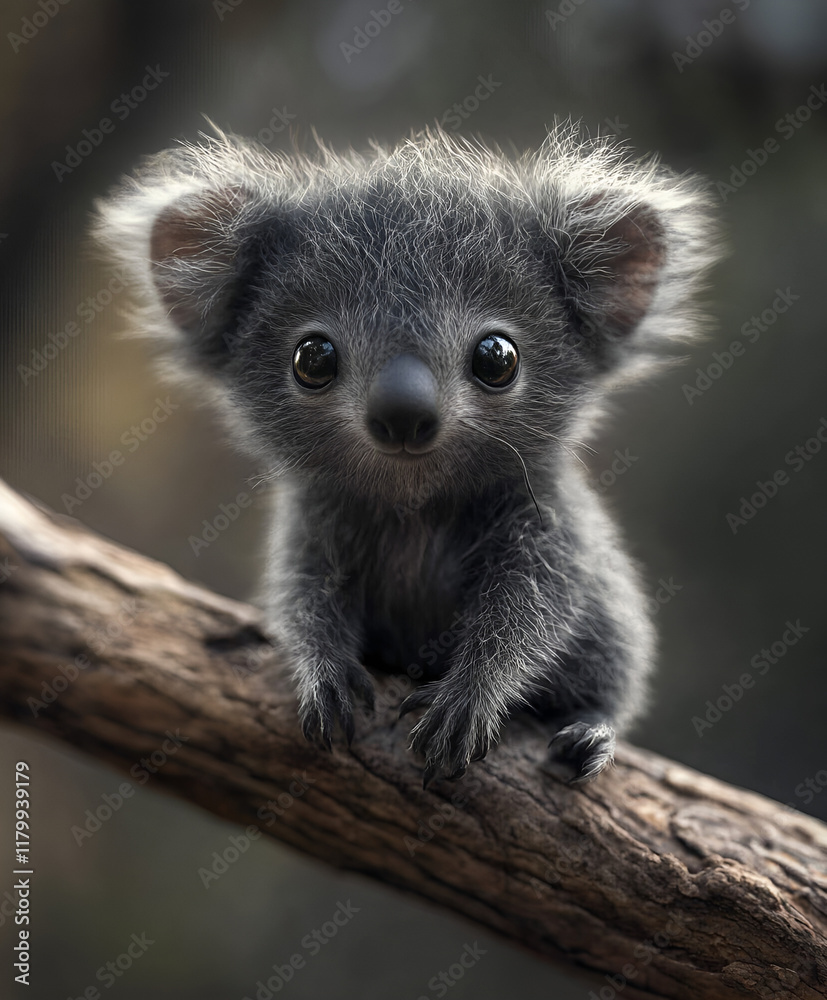 Obraz premium fictional_small_animal_looks_like_a_koalla . 4K. Generative AI