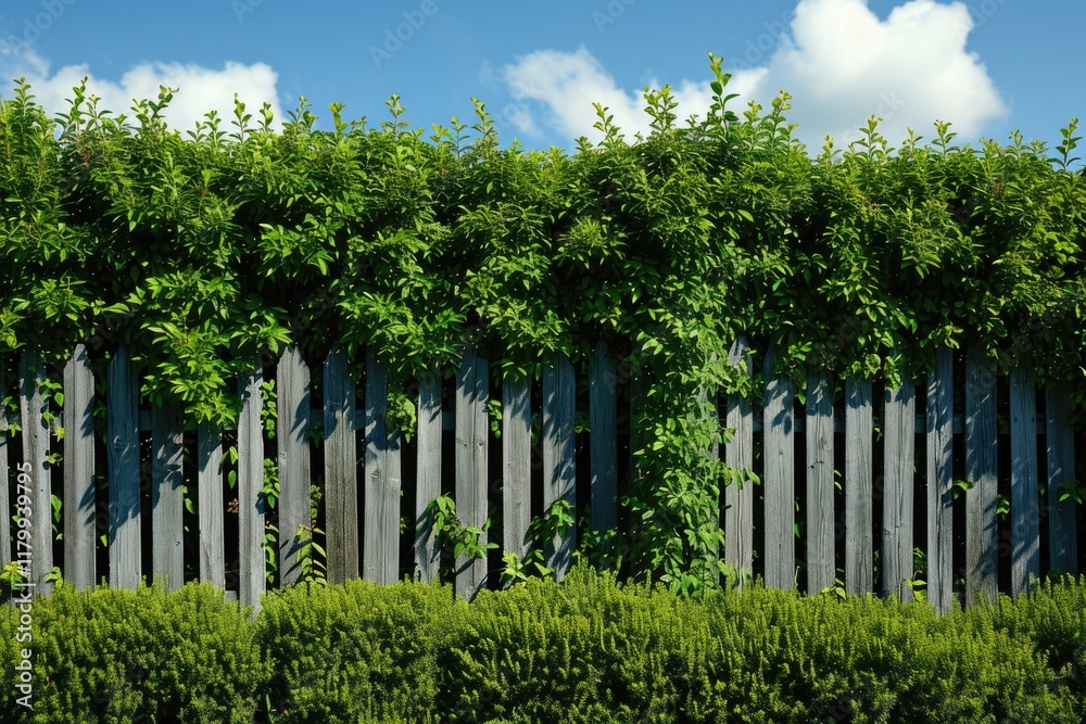 Fototapeta premium Nature's Edge: An Idyllic Garden Wall and Lush Greenery