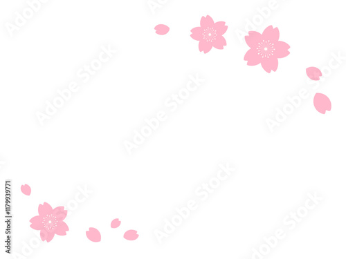 シンプルな桜の花のフレームイラスト