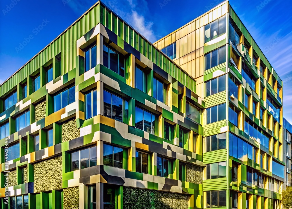 Fototapeta premium Modern Camouflage Architecture: Abstract Building Facade with Concealed Design