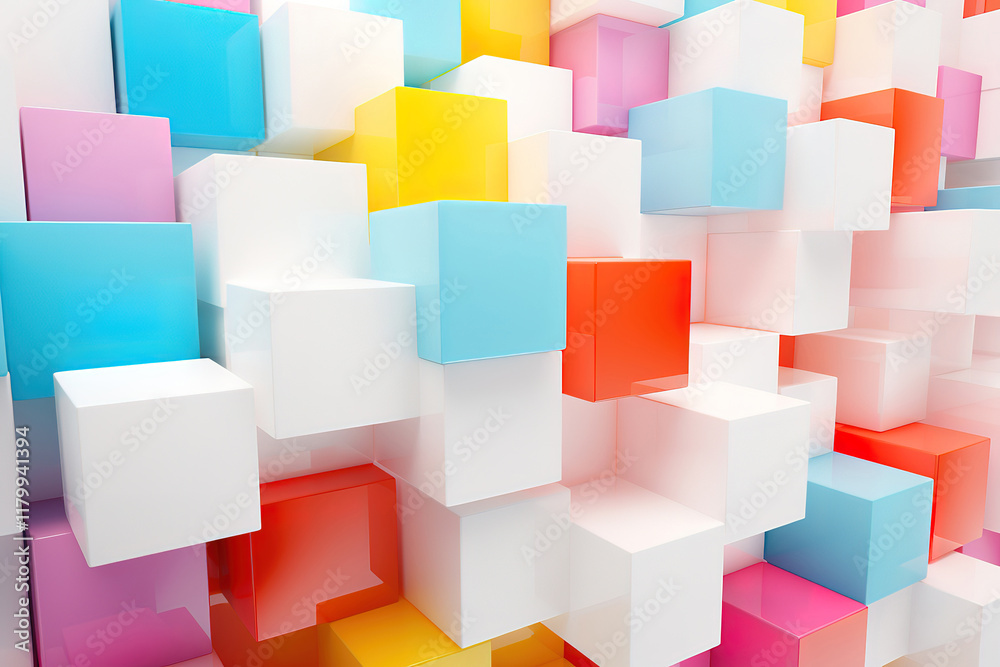 Obraz premium Wonderful Abstract Composition of Colorful Cubes
