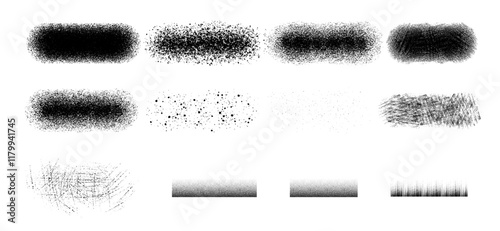 set of black and white strokes brush spray vector svg