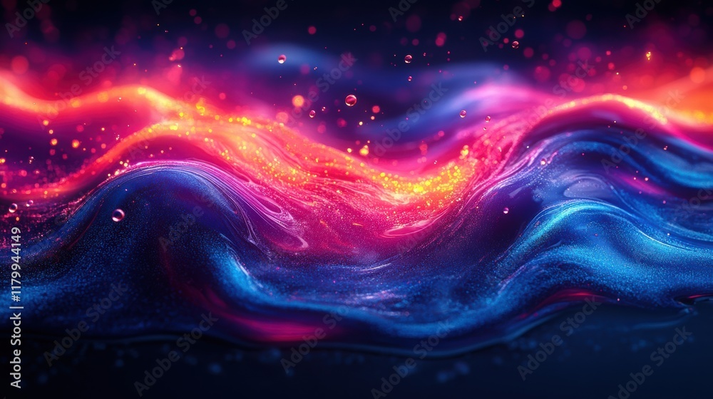 Fototapeta premium Vibrant Abstract Design with Colorful Paint Splashes and Flowing Waves
