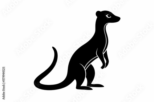 Meerkat Silhouette Icon Animal Clipart Black Vector. Meerkat looking alert Full black silhouette on white background
