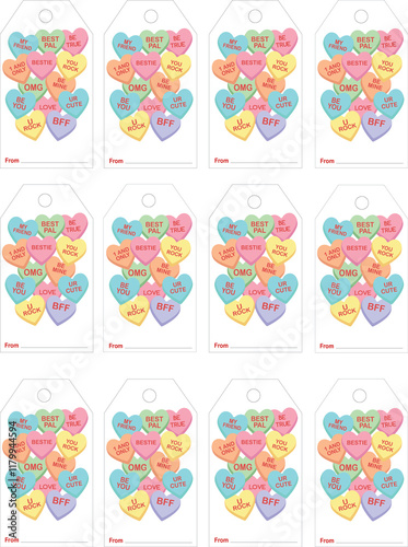 Valentines Day printable gift tag-candy hearts
