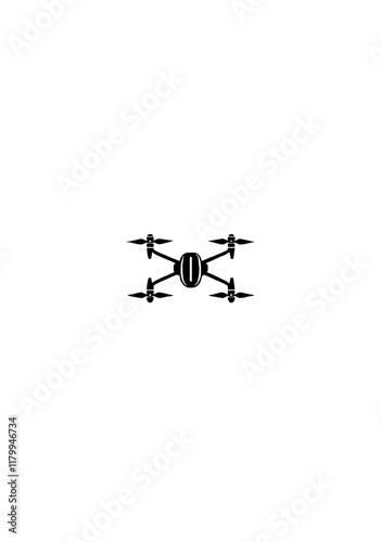 Top-Down Minimalistic Silhouette of a Drone with Four Propellers in a Clean and Modern Style