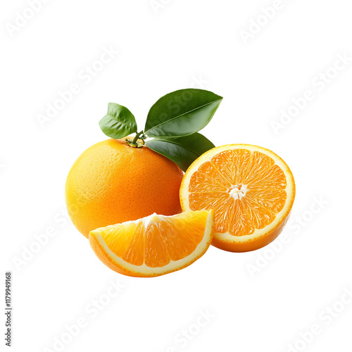 Fresh orange fruit slices isolated on a transparent background, in PNG format, Orange fruit PNG	