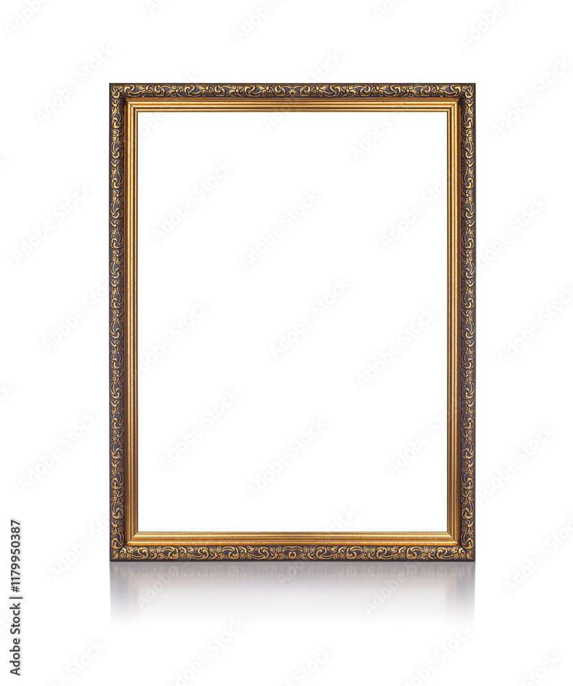 Antique picture frame isolated on white background.