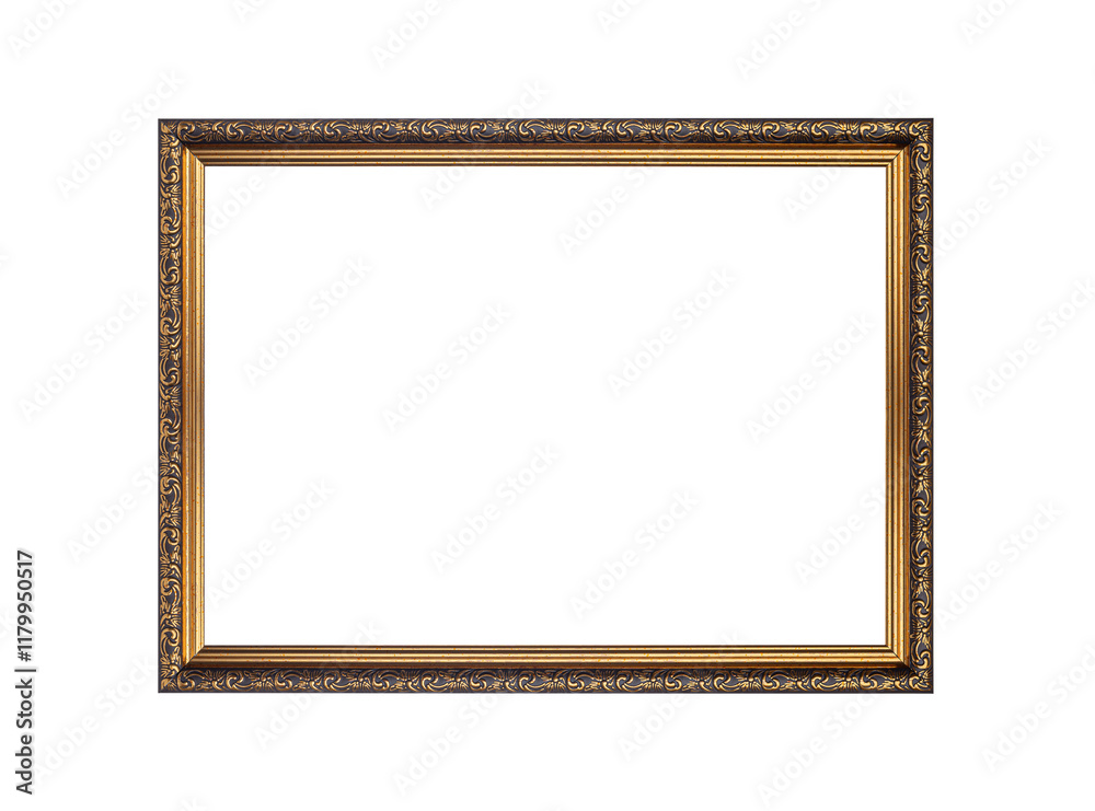 Antique picture frame isolated on white background.