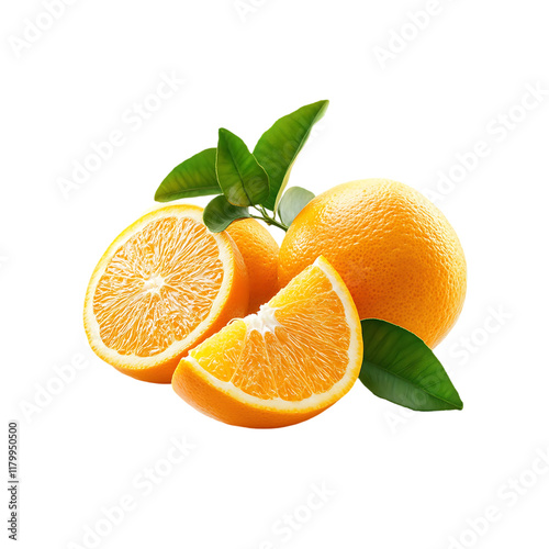 Fresh orange fruit slices isolated on a transparent background, in PNG format, Orange fruit PNG	
