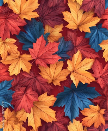 Wallpaper Mural Colorful autumn leaves create a vibrant natural tapestry on a rich background Torontodigital.ca