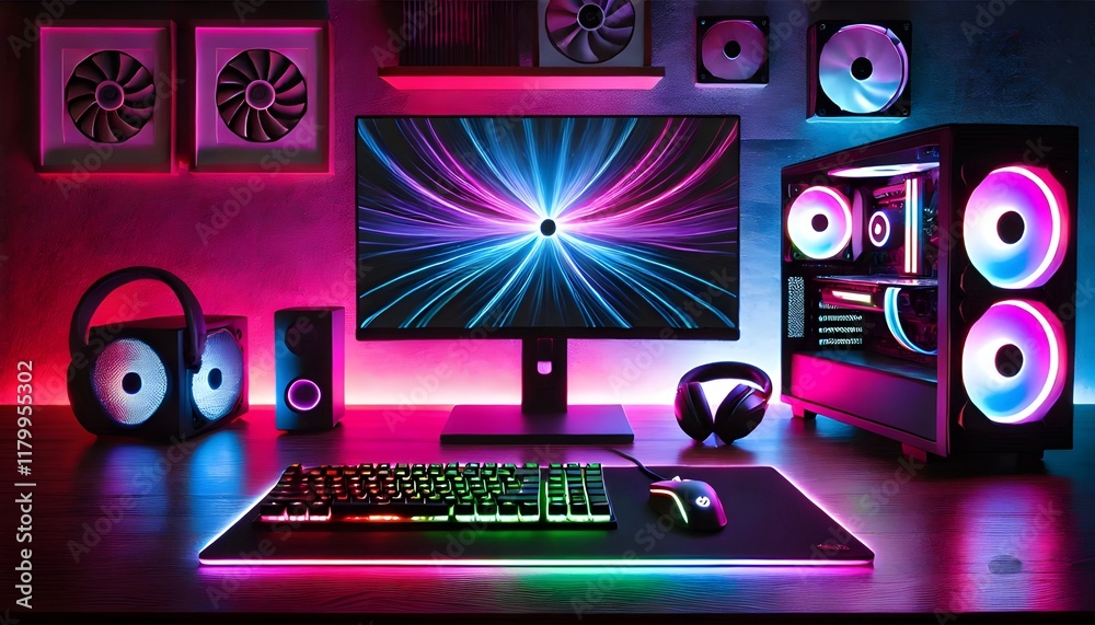 Obraz premium Nighttime Gaming Corner