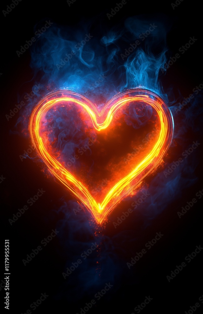Glowing neon red heart on a dark textured background, symbolizing love and passion. Glowing neon red heart on a dark textured background, symbolizing love and passion.