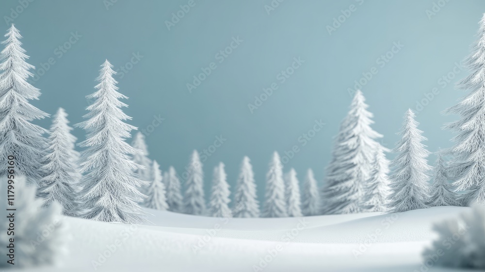Obraz premium snow fir forest bacgkround with copy space
