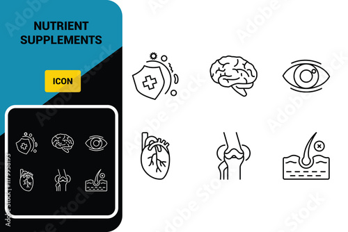 Nutrient supplements -  icons set simple vector