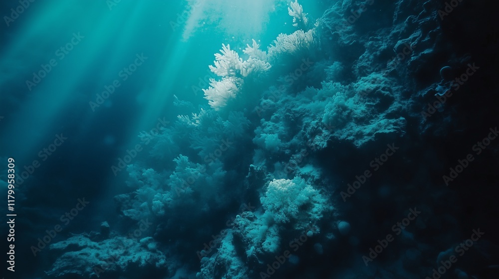 Fototapeta premium Seabed. Background with corals and fish.