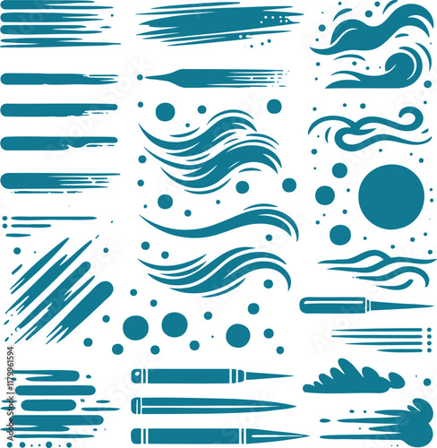 Creative stencil collection of abstract splash and brush stroke patterns