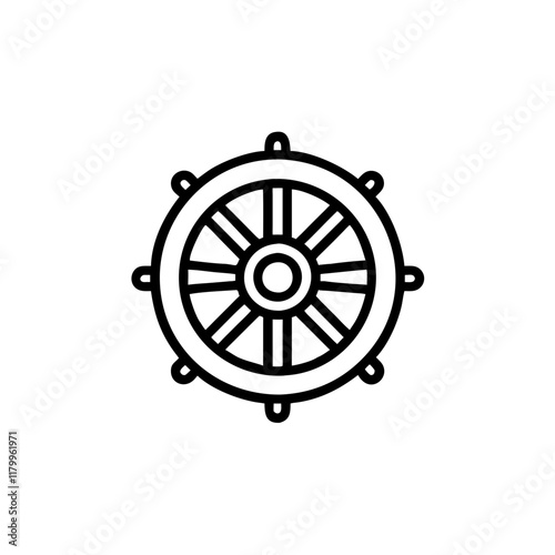 an icon featuring the Dharma Wheel, a symbol of Buddhist teachings and the path to enlightenment.