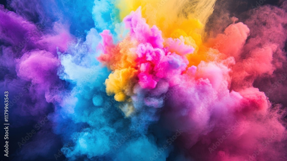 Vibrant Explosion of Colorful Smoke in Pink, Blue, Yellow, and Purple Hues, Capturing the Essence of Energy and Creativity in a Stunning Visual Display Vibrant Explosion of Colorful Smoke in Pink, Blue, Yellow, and Purple Hues, Capturing the Essence of Energy and Creativity in a Stunning Visual Display