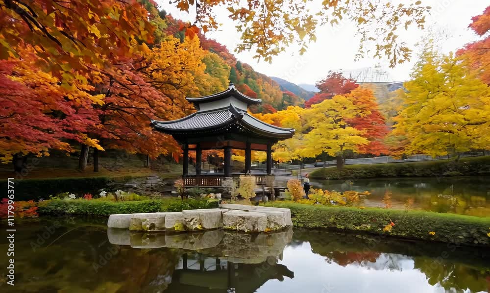 traditional tea house surrounded by autumn beauty in japan traditional tea house surrounded by autumn beauty in japan