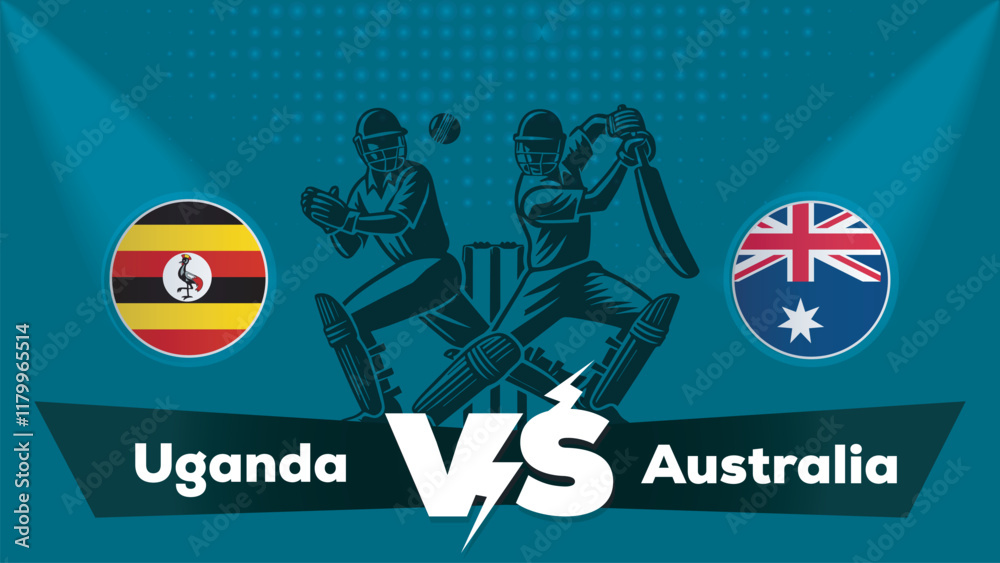 Fototapeta premium Uganda VS Australia Match , Australia Vs Uganda cricket match , Cricket match concept with creative illustration.eps