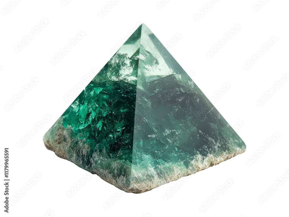 Isolated Emerald Green Crystal Pyramid on Transparent Background Isolated Emerald Green Crystal Pyramid on Transparent Background