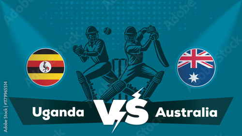 Uganda VS Australia Match , Australia Vs Uganda cricket match , Cricket match concept with creative illustration.eps