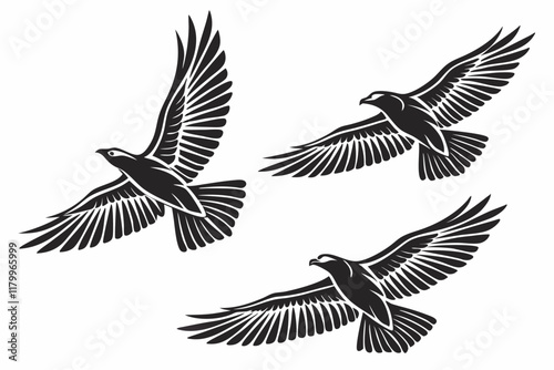 Birds in flight vector silhouette on a white background
