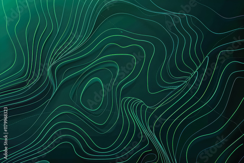 Green and black image of a wave with a lot of lines.