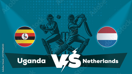 Uganda VS Netherlands , Netherlands Vs Uganda cricket match , Cricket match concept with creative illustration.eps