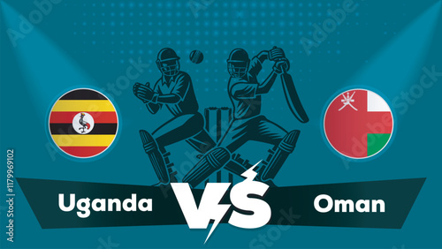 Uganda VS Oman , Oman Vs Uganda 
 cricket match , Cricket match concept with creative illustration.eps