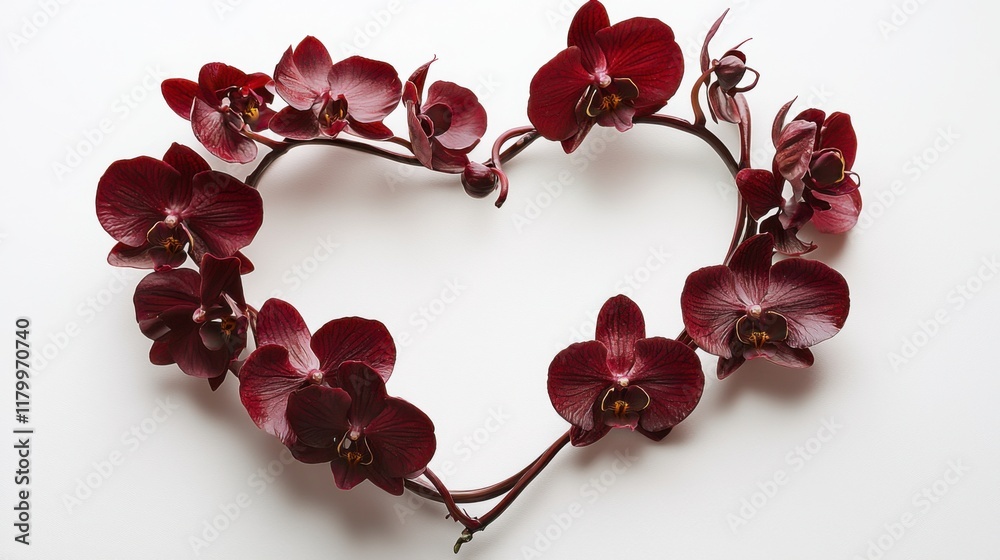 Obraz premium Heart shape made of Orchid flowers. Valentine's day. Love fashion