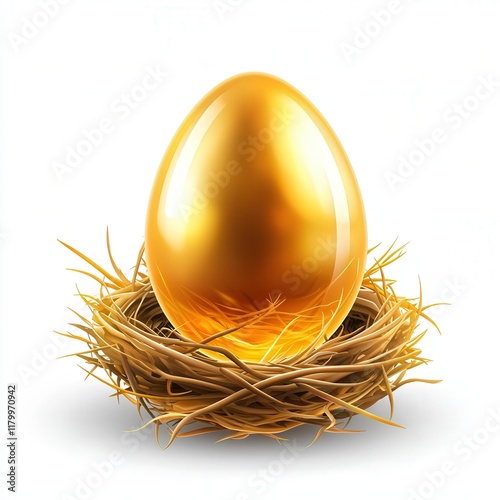 Obraz na płótnie Golden Egg in a Bird's Nest w salonie