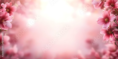 A soft, blurred background filled with pink flowers, creating a dreamy and romantic atmosphere. Concept Dreamy Atmosphere, Blurred Background, Pink Flowers, Romantic Setting, Soft Focus photo