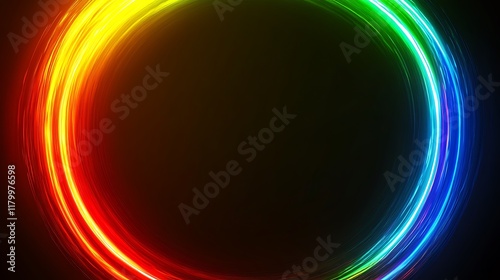 Abstract Rainbow Circular Light Trails Design