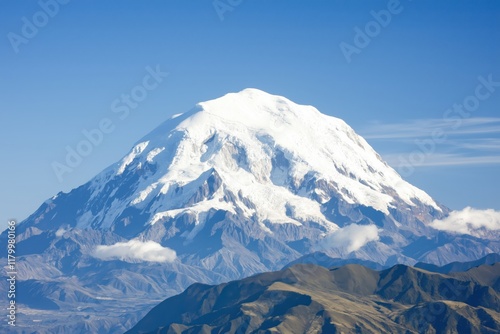 Mysterious Yala Snow Mountain rises majestically over Tagong in Ganzi Prefecture, Sichuan province, China photo