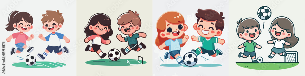 Vector of children doing various sports activities Vector of children doing various sports activities