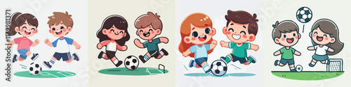 Photography Vector of children doing various sports activities