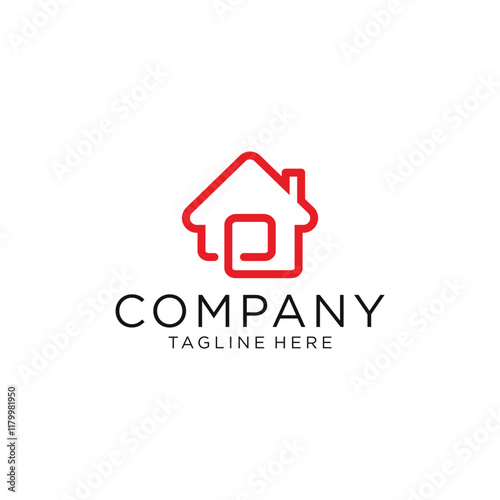 logo design with a modern P house icon