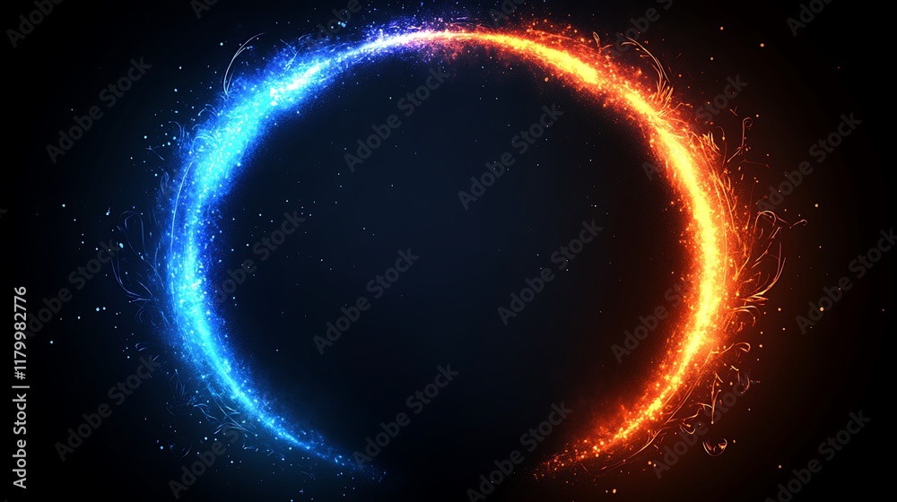 Obraz premium Glowing Circular Fire and Ice Abstract Design