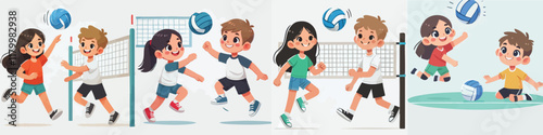 Vector of children doing various sports activities