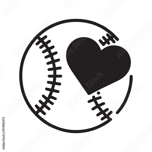 Best Valentine's Day, Base ball vector, silhouette illustration 