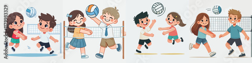 Vector of children doing various sports activities