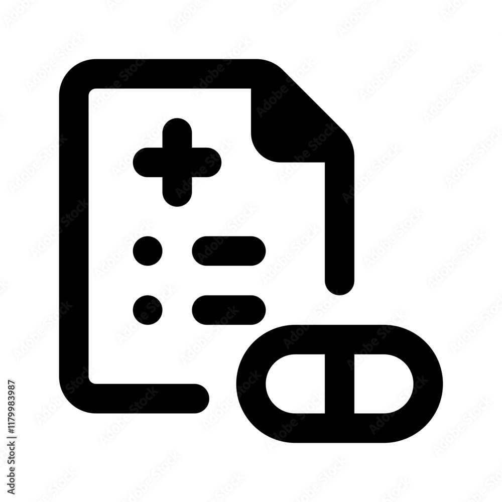 Medical Presciption Simple Line Icon. Single icon, line vector icon Medical Presciption Simple Line Icon. Single icon, line vector icon