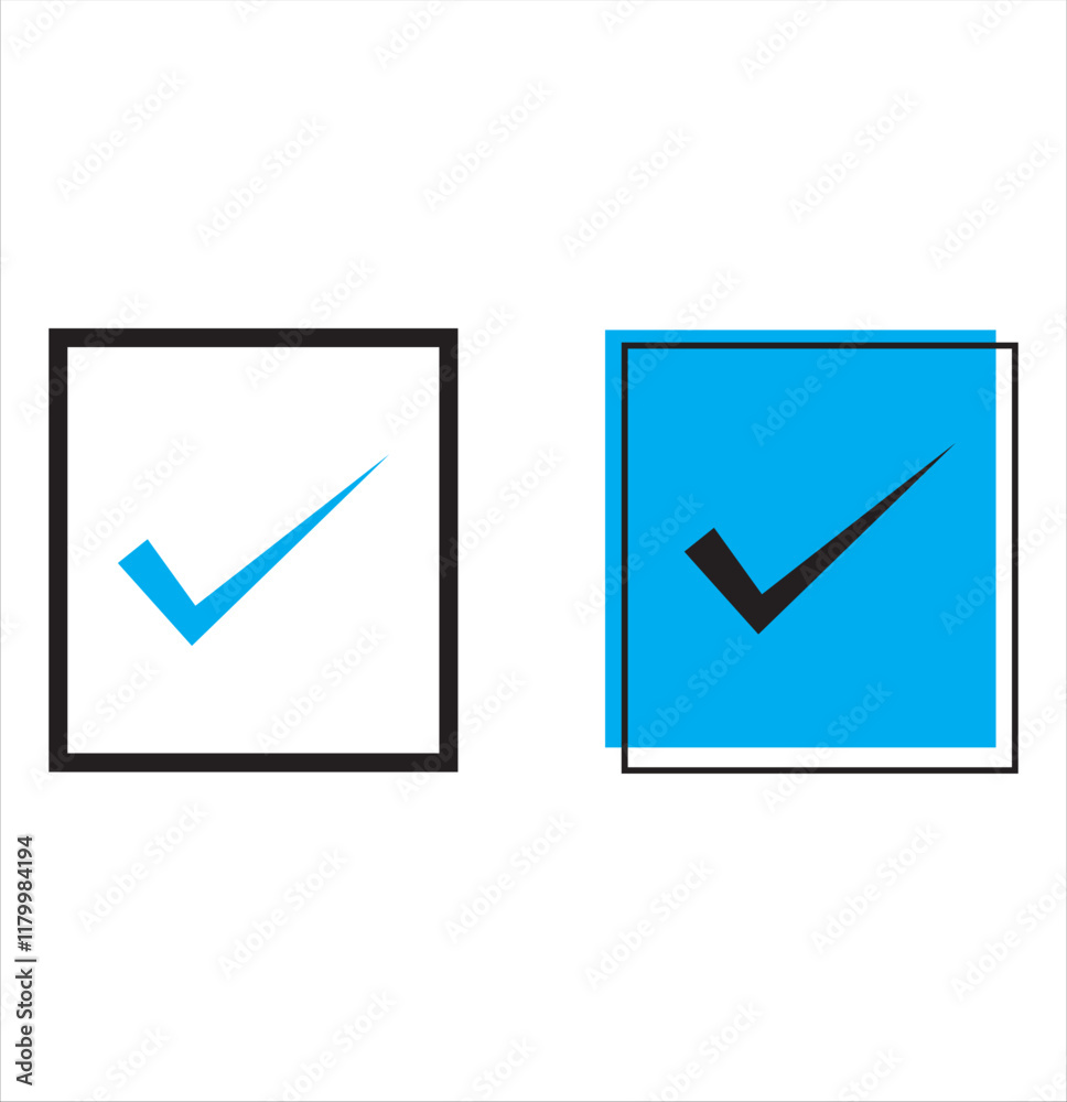 Vector icon illustration with the rounded and box check mark varieties colorful. Tick icon. Vector icon illustration with the rounded and box check mark varieties colorful. Tick icon.