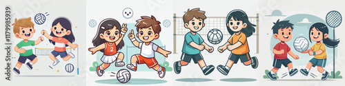 Vector of children doing various sports activities