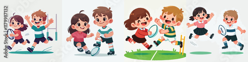 Vector of children doing various sports activities